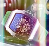 Лучшие спортивные дизайнерские дизайнеры Mens Watch 43 -мм черно -голубое красный резиновый силиконовый ремень Кварц водонепроницаемый календарь президент Классический Заводные часы OROLOGIO DI LUSSO