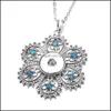 Pendentif Colliers Snap Bouton Bijoux Bleu Blanc Zircon Fleur Pendentif Fit 18Mm Snaps Boutons Collier Pour Femmes Noosa D Dhseller2010 Dhrid