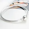 Authentic Sterling Silver Ball Clasp Bangle Bracelets Women Wedding Party Jewelry For pandora Charms Bracelet Set with Original Box 17-21 M