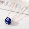 S3201 Resin Square Evil Eye Bead Pendant Necklaces For Women Blue Eyes Necklace