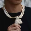 Ketten Ketten 20mm Big Wide Hip Hop Krappenfassung Stein Bling Iced Out Square Kubanische Miami Gliederkette Halskette Für Männer Rapper Schmuck