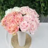 Decorative Flowers 10Pc Curled Edges Big Rose Flower Head Silk Wedding Decor Wall Material Road Guide Artificial Roses Home