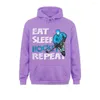 Men's Hoodies Eat Sleep Hockey Repeat Top For Boys And Men Funny Chic Long Sleeve Sweatshirts Print Clothes Company