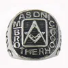 FANSSTEEL stainless steel mens or wemens jewelry masonary MASTER MASON BROTHERHOOD SQUARE AND RULER MASONIC RING gift 11W152878