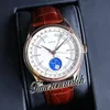 Cellini Aerolite Moon Phase 50535 Automatic Mens Watch 39mm Rose Gold Case White Dial Leather Strap New Watches TWRX Timezonewatch189e