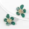 Boucles d'oreilles Digadagu Fashion Metal Green dégoulinant acrylique Fleur Fleur Les accessoires de fête simples et exagérés