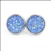 Stud Round Stainless Steel Stud 10Mm 12Mm Resin Druzy Drusy Earrings Handmade For Women Jewelry Men Drop Delivery 2021 Dhseller2010 Dh02M