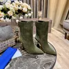 Italienische Mode, kurze Stiefel, Designer-Luxus-AQ-Wildleder, spitzer Zehenbereich, Stiletto-Absatz hinten, Reißverschluss, mittlere Röhre, schlanke Damenstiefel