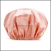 Bath Tools Accessories Double-Layer Shower Cap Waterproof Adt Women Bath Caps Shampoo Hat Kitchen Ladies Oil -Roof 015 Drop Delivery Dhu90