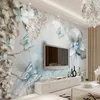 Wallpapers Decorative Wallpaper 3d Mediterranean Flowers And Butterflies Beautiful Jewelry TV Background Wall