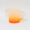 Tasses à café par sublimation de 11oz, entrepôt américain, tasses en verre givré à fond de couleur avec poignée, gobelets de couleurs ombrées