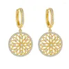 Boucles d'oreilles créoles mariage vrai diamant or jaune 18 carats pour les femmes rondes creuses pures pierres précieuses boucle d'oreille de luxe bijoux de mode Orecchini