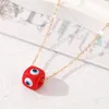 S3201 Resin Square Evil Eye Bead Pendant Necklaces For Women Blue Eyes Necklace