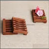 Bathroom Shelves Natural Wooden Bamboo Soap Dish Tray Holder Storage Rack Plate Box Container For Bath Shower New2021 Drop Delivery 2 Dhziw