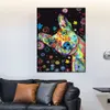 Peinture abstraite dessin animé coloré chien affiches et impressions Animal toile mur Art photo pour salon décoration de la maison
