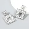 Boucles d'oreilles carrées en métal coloré en cristal, strass géométriques, accessoires de bijoux pour femmes