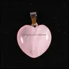 Charms 20mm Heart Rose Quartz Crystal Stone Pinging Pingnder Pingents Natural Pingents for Jewelry Bating Drop Deliver