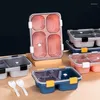 Dinnerware Sets Lunch Boxs Leak-Proof 3/4 Grid With Lid Camping Picnic Portable Plastic Fruit Storage Container Bento Box For Kids