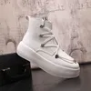 Lyxdesigners sn￶rning kl￤nning br￶llopsfest skor v￥r mode high-top casual sneakers runda t￥ tjock botten fritidsverksamhet k￶r promenad st￶vlar j125