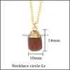 Pendant Necklaces Natural Geometric Stone Pendant Necklace For Women Men Black Tourmaline Agates Quartz Gold Color Chain Dhseller2010 Dh9O4