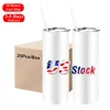 US warehouse 20oz Sublimation Tumblers Blanks Stainless Steel Double Wall Insulated Coffee Mugs Drinking Cups Outdoor Water Bottles With Straw and Lids