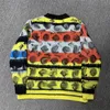 Famous men's sweater fashionable casual round long sleeved sweater Men women letter dazzling fluorescent color full print hoodie Turtleneck Plus Size Sweaters