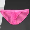 MUITOPANTES SEXY Mens See-through-through boxer Briefs listrados bolsa de malha de calcinha de roupas íntimas de lingerie respirável ultra-fino