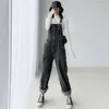 Women's Jumpsuits Women's & Rompers Korean Style Denim Women Loose Solid Retro Washed Streetwear Chic Ladies Casual 2022 Spring Autumn