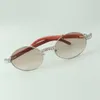 XL Diamond Designer Sunglasses 7550178 Retro redonda com pernas de madeira