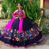 Vestido de 15 anos quinceanera sukienki z haftem haftowym meksykańskim stylem szarpani