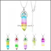 Colliers de pendentif Gradient en gros Crystal Crystal Crystal Hexagon Charmes Pendants Colliers TRENDY SIER GOLDEN WIR WRAG