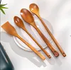 Wooden Spoon Spatula Long Handle Cooking Soup Spoons Wood Butter Cheese Shovel Kitchen Tip Spoon Non-stick Pan Tableware