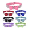 Dog Collars XXS-L Size Glitter Rhinestone Puppy Cat Adjustable Leather Bowknot For Small Medium Dogs Cats Chihuahua Pug