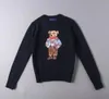 Hith Quality Designer Мужские свитер Полос Пуловер Медведь экипаж.