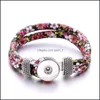 Bedelarmbanden colorf bloem etnische stijl geweven touw armband pasvorm 18 mm snap knoop charmes sieraden voor vrouwen mannen drop de dhseller2010 dhmla