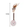 Cat Toys Kapmore 1pc Feather Decor Wand Toy Rattan Teeth Cleaning Teaser Chew Ball Interactive Pet Supplies