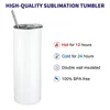 US stock Sublimation Water Bottles stainless steel skinny double wall insulated straight white 20oz sublimation enamel mug tumbler