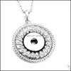 Pendant Necklaces Fahion Sier Snap Button Charms Jewelry Zircon Round Shape Pendant Fit 18Mm Snaps Buttons Necklace For Dhseller2010 Dhtl1