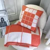 Fashion cashmere scarf throw pillow leisure sofa cushion brand wool knitted blanket
