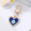 S3203 Fashion sieraden Emamel Evil Eye Pendant Key Ring For Man Woman Geometric Rhinestone Hart wimpers Blue Eyes Keychain