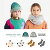 キャップ帽子の子供の帽子秋の冬の冬のbc男の子の女の子編み帽子帽子の幼児幼児ファッションムーン編みスカーフ子供ソックス220907