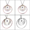 Pendentif Colliers Snap Bouton Bijoux Trois Grand Cercle Rose Or Sier Strass Pendentif Fit 18Mm Snaps Boutons Collier Dhseller2010 Dhsyc