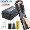 XHP100 högkvalitativ LED -ficklampa Micro USB -laddningsbar kraftbank 18650 26650 Batteri Aluminium Torch Zoomable Lantern J220713