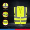 Outros equipamentos de proteção L colete de segurança de alta visibilidade com tiras refletivas neon amarelo com zíper da frente e drop de carshop2006 amusw