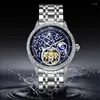 Wristwatches Planet Tourbillon Mechanical Watch For Men Luxury Stainless Steel Automatic Watches Man Business Casual Waterproof Male Clock