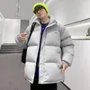 Heren in Koreaanse stijl Puff Jacket Men Wintertrend Stand Kraag Oversized Grijze Gray Coat Street Puffer Outssex warm