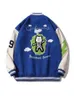남성 자켓 Gmiixder 남성 힙합 플로킹 야구 자켓 여성 Trend Klein Blue Bomber Jacket Unisex Oversize All-match Casual Varsity Coat 220908