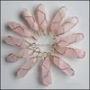 Charms Natural Stone Pink Hexagonal Pillar Charms Rose Quartz Chakra Handmade Gold Iron Wire Pendants For Jewelry Making Dhseller2010 Dhsv6