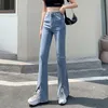 Jeans pour femmes Designer Mode Luxe Top Qualité Jeans Taille Haute Split Flare Skinny Femme Coréen Stretch Bell Bottom Maman Plus Taille Denim Pantalon Jean Taille Haute