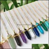 Pendant Necklaces Reiki Healing Crystal Stone Pendant Chakra Rose Tiger Eye Gold Choker Necklaces Wholesale Energy Penda Dhseller2010 Dhass